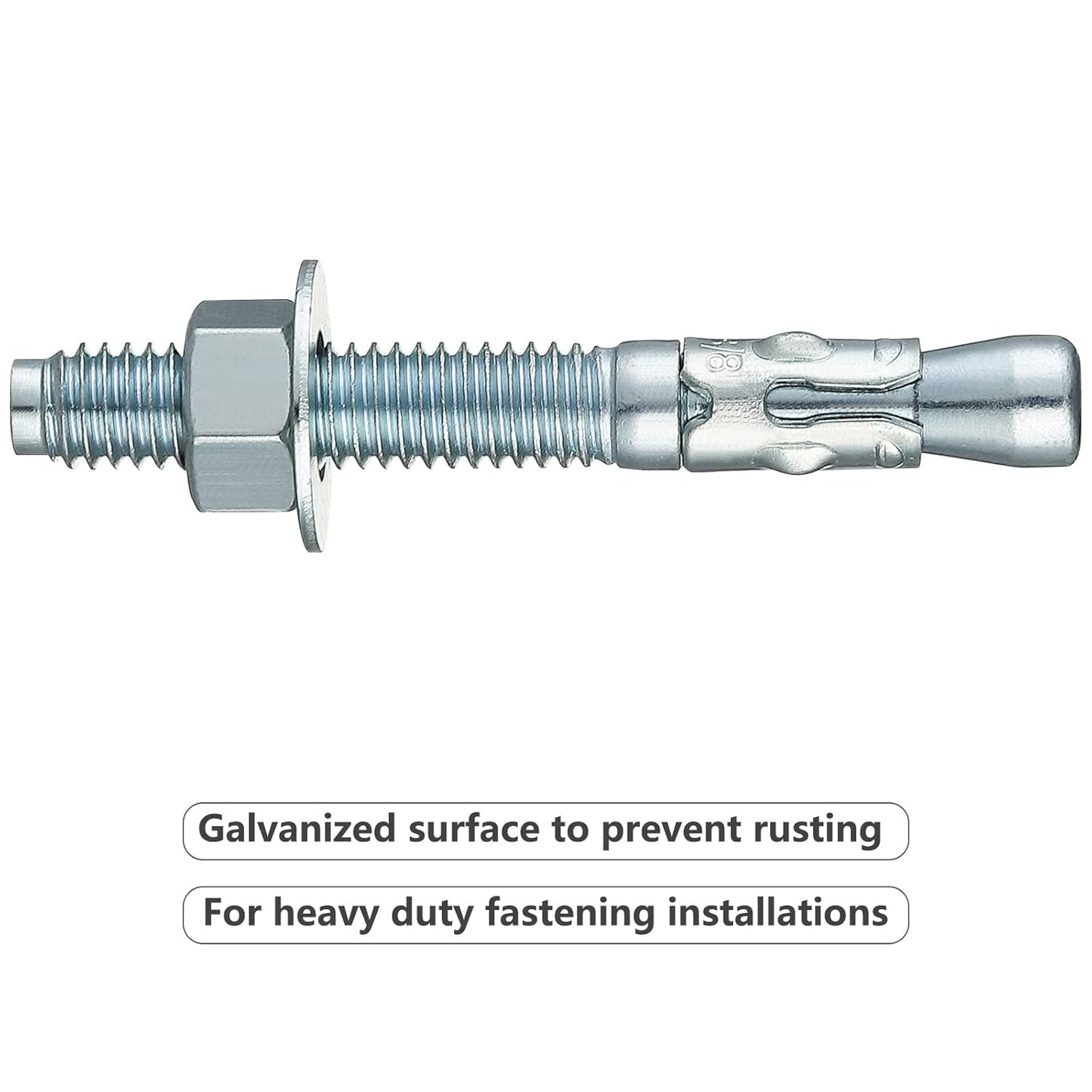 3/8x4 50Pcs Inch Standard Fasteners for Heavy-Duty Zinc Wedge Anchors for Cement and Concrete