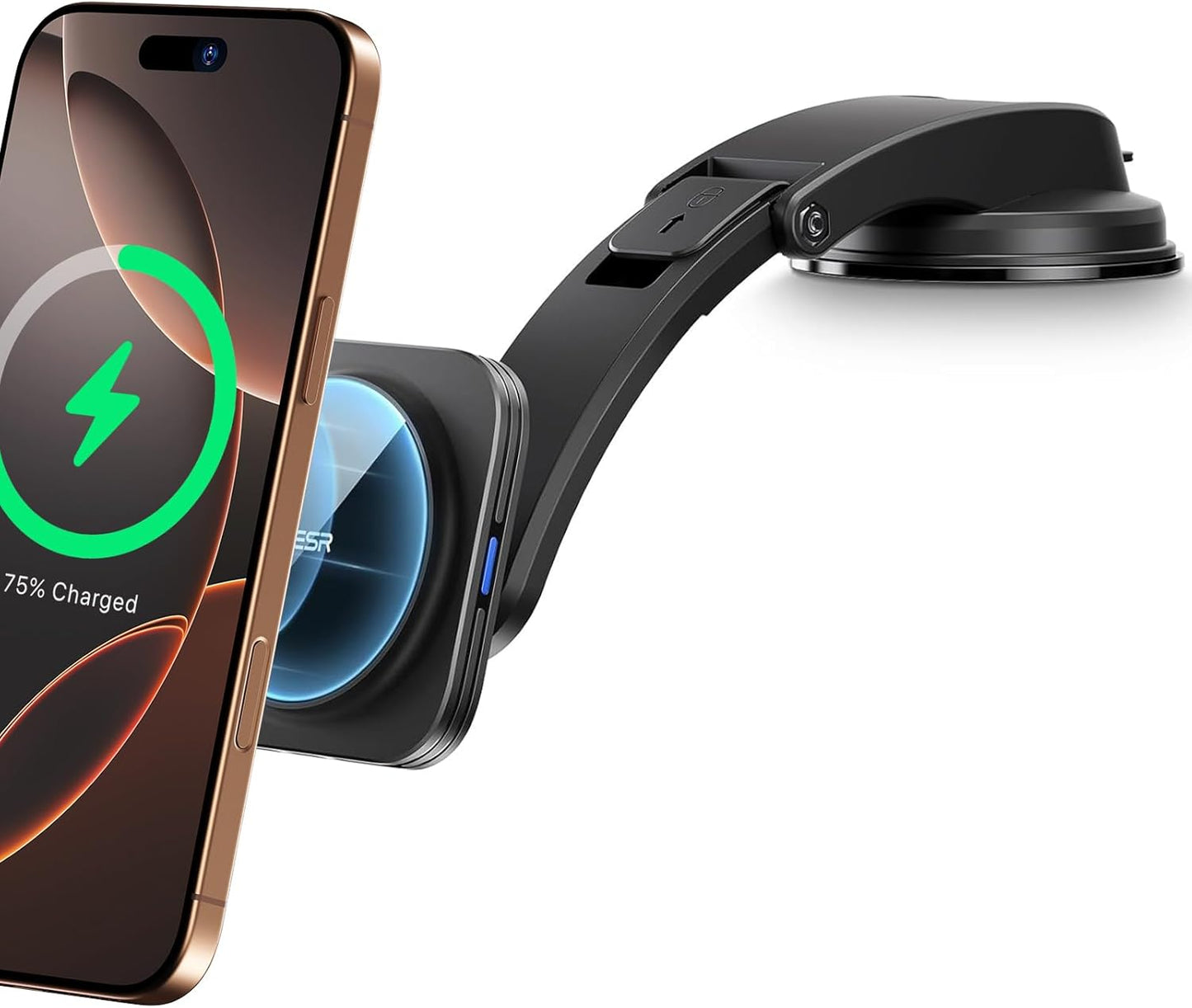 ESR for MagSafe Car Mount Charger, Dashboard Magnetic Wireless Car Charger Mount, Compatible with MagSafe Car Charger, for iPhone 16/15/14/13/12, Galaxy S25, Fast Charging, Car Accessories, Black