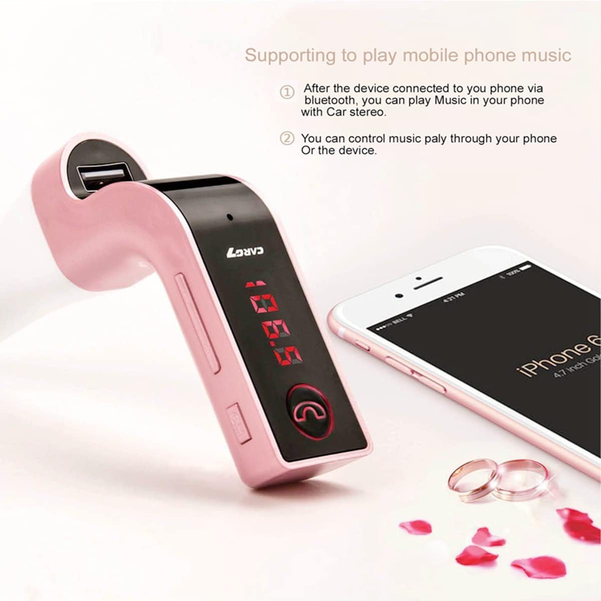 Bluetooth FM Transmitter for car,TIANSHILI handsfree Bluetooth Receiver Car Kit with Mic/TF Card/USB Drive/AUX Play for iPhone,iPad and Other Android Phones