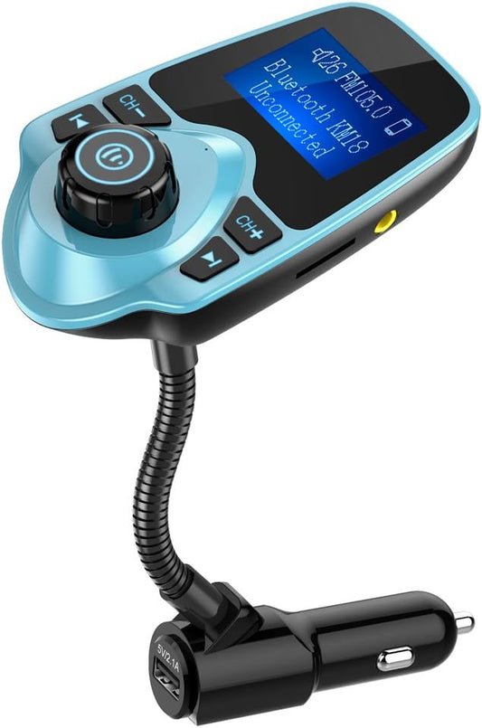Nulaxy Bluetooth Car FM Transmitter Audio Adapter Receiver Wireless Hands-Free Car Kit W 1.44 Inch Display (F-Green)