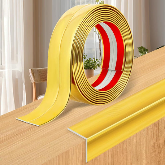Wall Corner Protector Moulding Trim Peel and Stick Wall Corner Guards Trim Flexible Self Adhesive Edge Protector Moulding, 0.8 in x 40 Ft, Gold
