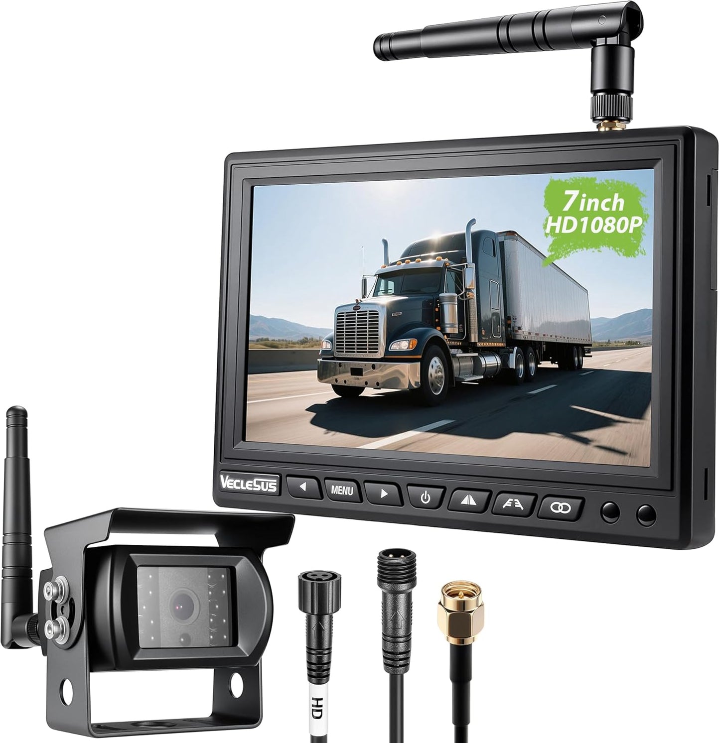 Wireless Backup Camera for Trucks VMW7 high Definition 1080P 7” IPS Monitor System,High-Speed Stable Transmission & Waterproof for Truck,Recreational Vehicle Trailer,Bus,Harvester Pickup Motorhome