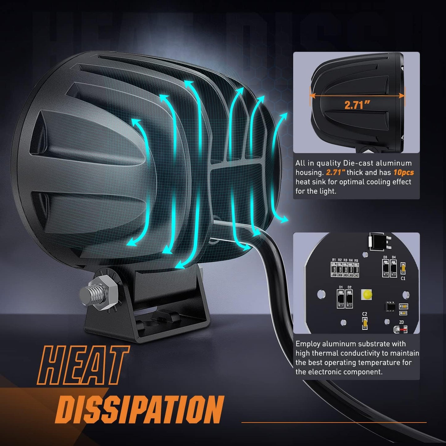 Nilight Motorcycle LED Pods 2 PCS 3 Inch Spot Round Offroad Fog Light 1065LM Built-in EMC Auxiliary Driving Lights for Motorbike SUV ATV Truck Boat Tractor Forklift