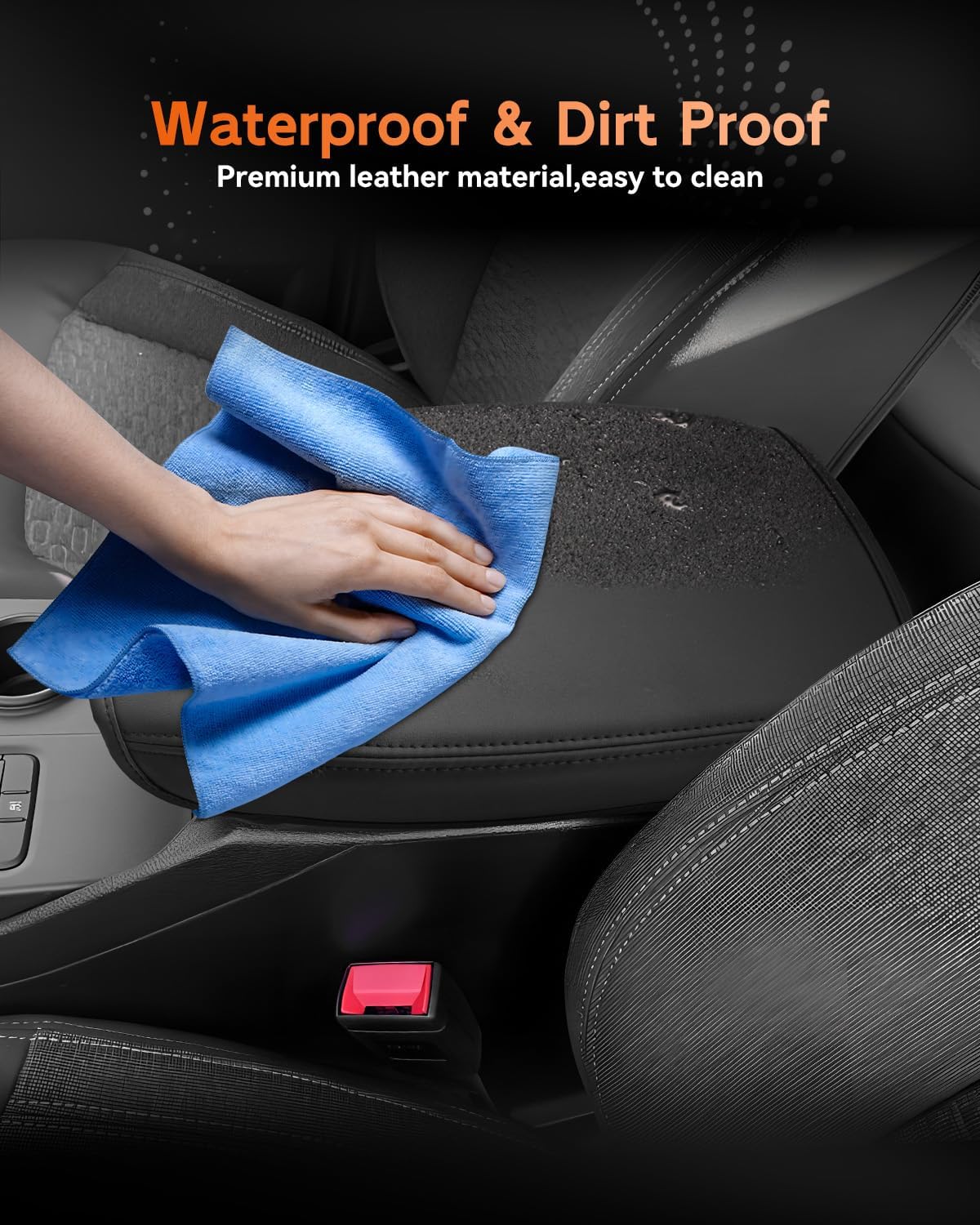 CDEFG for Ford Ranger 2024-2025 Center Console Cover Armrest Box Cover for Ranger (XL, XLT, Lariat, Raptor) 2024 2025 Accessories Console Arm Rest Protector Thin Black Leather