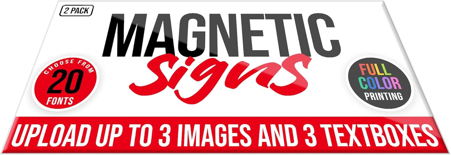 2 Pack, Personalized Magnetic Signs for Vehicles, Custom Car Magnets for Businesses, Customized Full Color Magnetic Truck Signs, 12x24 Car Magnet Signs (Design A)