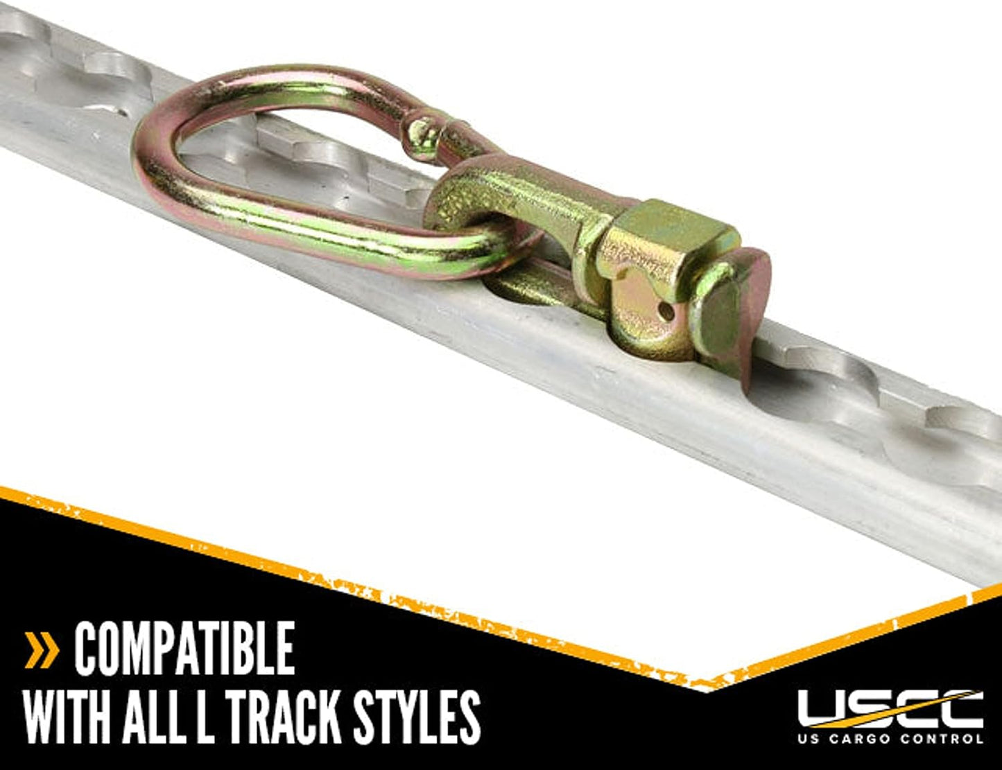 US Cargo Control Double Stud L Track Fittings with Pear Link (4,000-Pack), 5,000 Pounds Break Strength, Use with L Track Rails in Truck Bed or Trailer, Automatic Locking with Spring Release