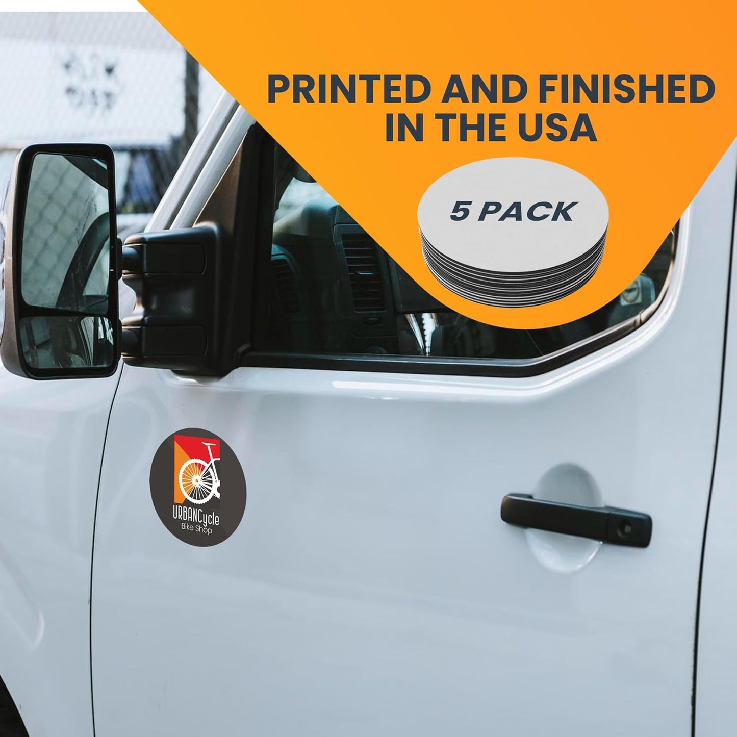 Magnet Me Up Customizable 30 Mil Round Magnet- 5”, 5 PK Weatherproof Car Magnet for Businesses, Sports Teams, Fundraisers & Personal Expression- Custom Text & Logo- Strong Magnetic Vinyl for Vehicles