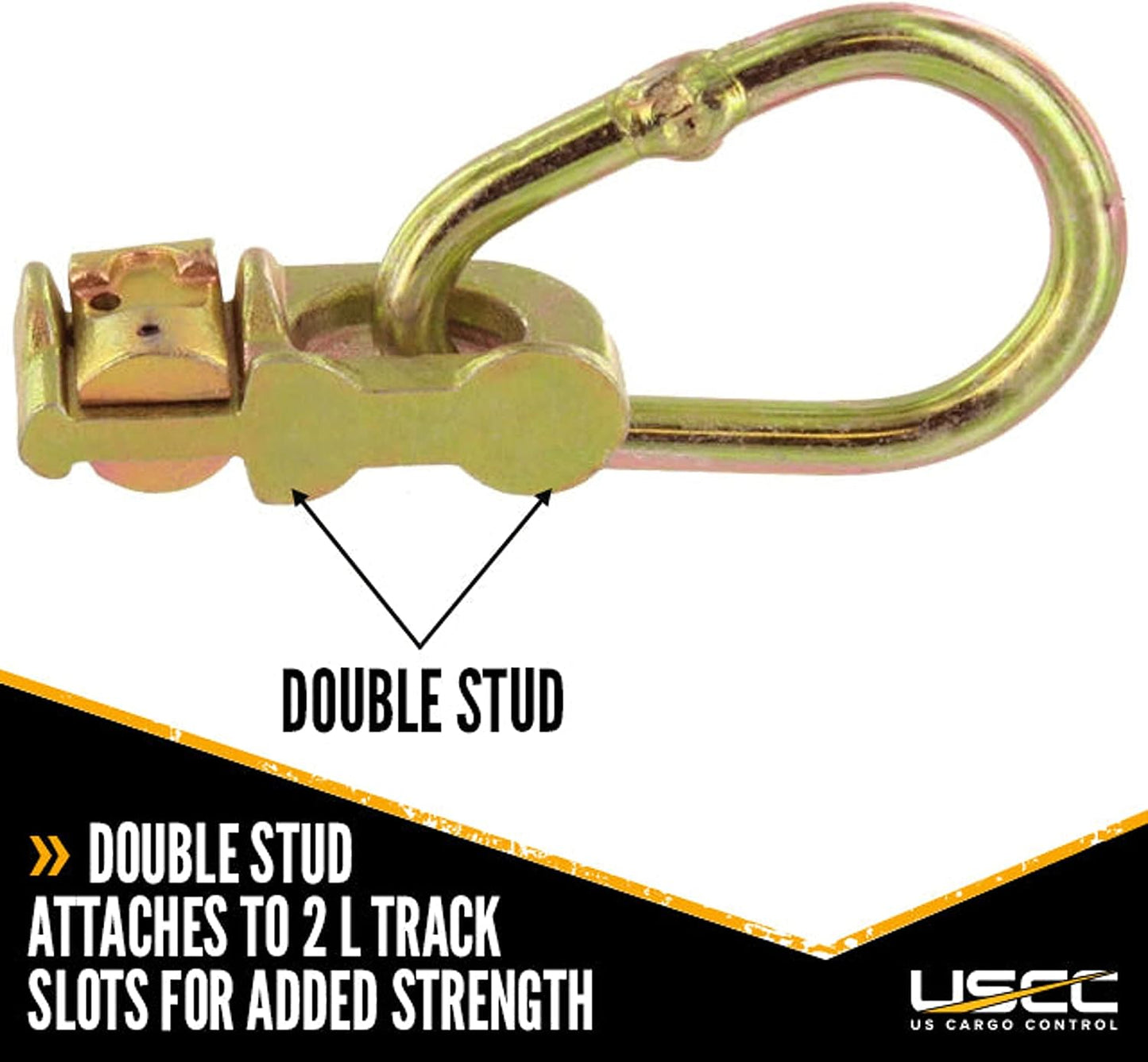 US Cargo Control Double Stud L Track Fittings with Pear Link (4,000-Pack), 5,000 Pounds Break Strength, Use with L Track Rails in Truck Bed or Trailer, Automatic Locking with Spring Release