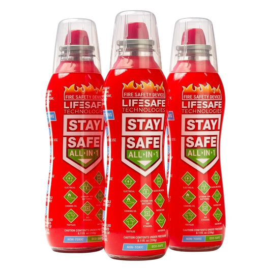 LifeSafe Technologies StaySafe All-in-1 Portable Fire Extinguishing Spray | Compact Fire Spray Smothers 10 Types of Fires | Non-Toxic, Non-Hazardous & Eco-Friendly for Home, Kitchen and Garage