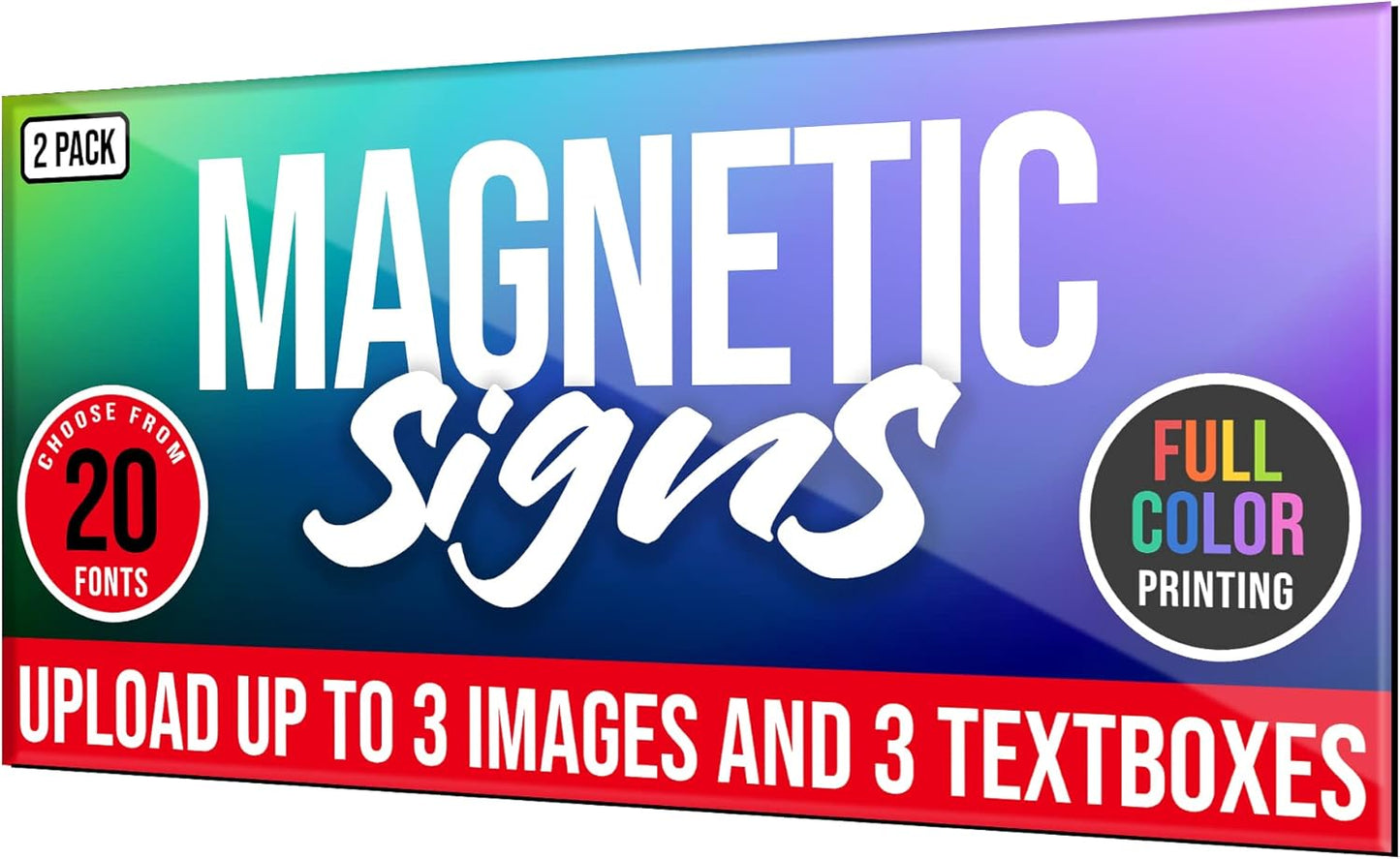 2 Pack, Personalized Magnetic Signs for Vehicles, Custom Car Magnets for Businesses, Customized Full Color Magnetic Truck Signs, 12x24 Car Magnet Signs (Design C)