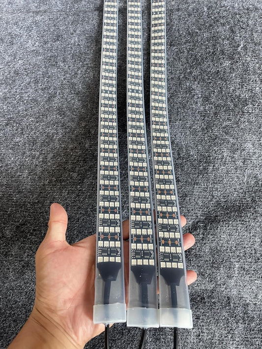 3PCS 4FT Quad Row Brightest Chasing Dream Color LED Light Strips for Making Polaris Slingshot Wheel Well Lights Car Truck Rear Hood Grille Bluetooth + Remote + Switch Control